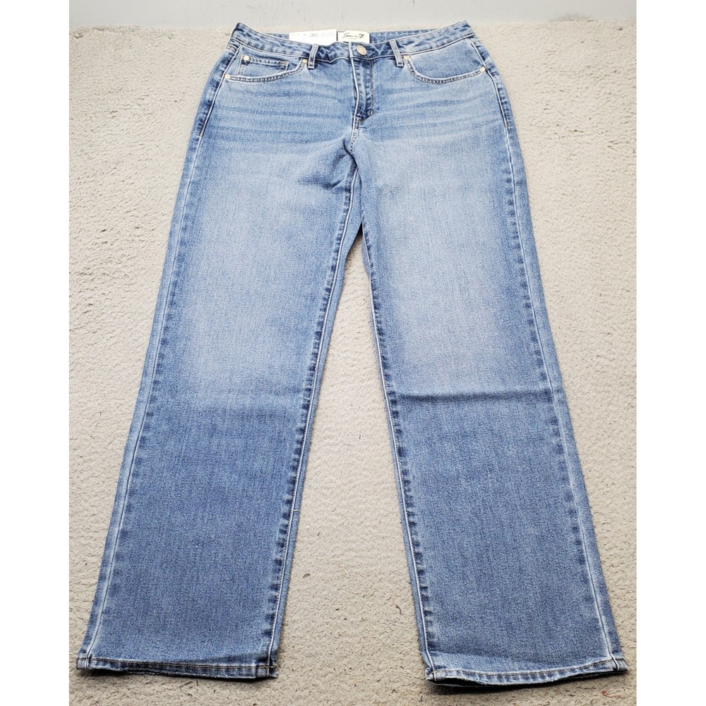 Seven7 Jeans Womens 6 Blue Denim Premium High Rise Loose Straight Leg MY10341DE
